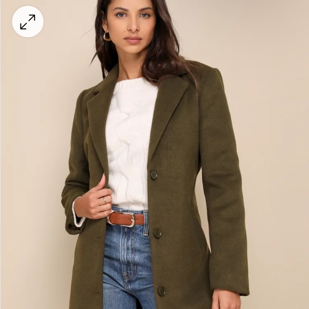 LULUS Harriet Olive Green Button-Front Belted Coat